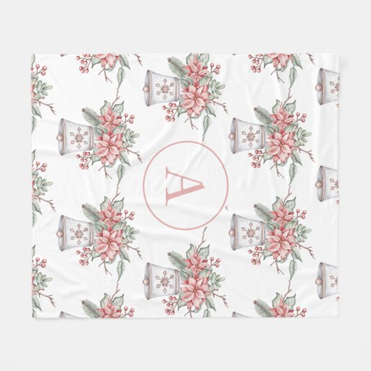 Couverture en polaire de monogramme de Noël (Devant (Horizontal))