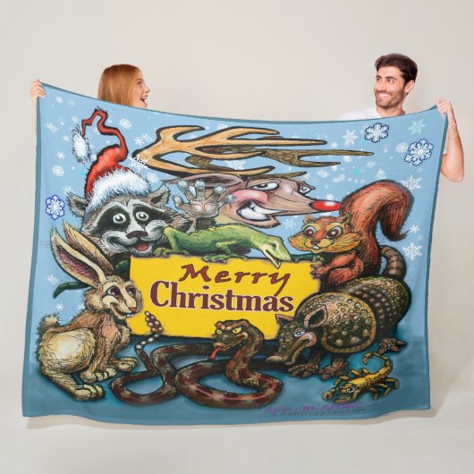 Couverture en polaire de Noël (En situation)