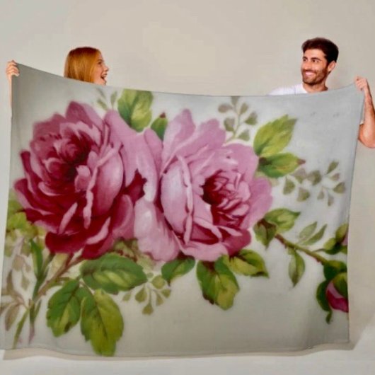 Couverture en polaire Élégance Rose Vintage