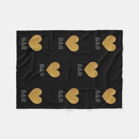 Couverture en polaire en or monogramme personnalis (Devant (Horizontal))