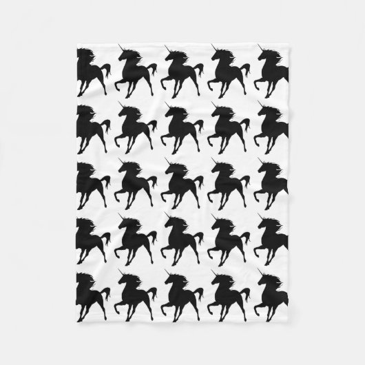 Couverture en polaire en silhouette Unicorne noire (Devant)
