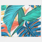 Couverture en polaire Feuille tropicale (Devant (Horizontal))