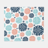 Couverture en polaire fleurie bleue et corail (Devant (Horizontal))