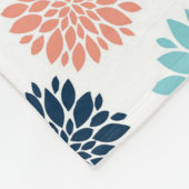 Couverture en polaire fleurie bleue et corail (Coin)