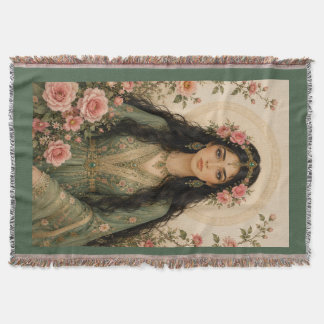 Couverture en polaire Lady Florale Émeraude | Rose