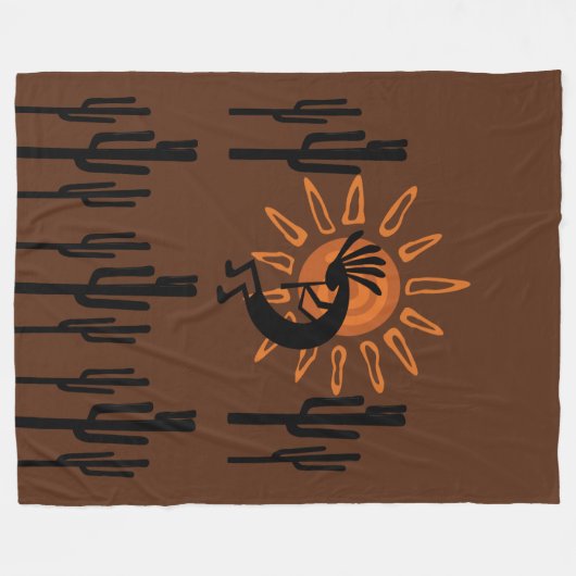 Couverture en polaire Lg Rustique Sun Kokopelli Su (Devant (Horizontal))