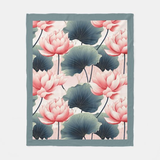 Couverture en polaire Lotus rose (Devant)