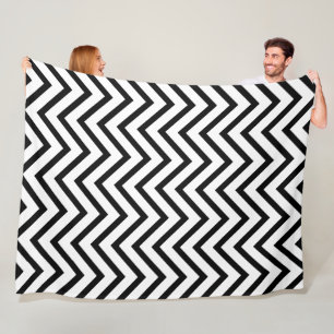 Couverture en polaire Motif Chevron noir et blanc