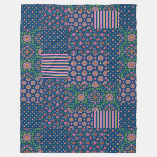Couverture en polaire Motif Faux Patchwork Rangoli (Devant)