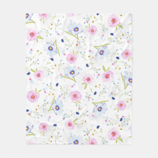 Couverture en polaire Motif Fleurs (Devant)