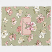 Couverture en polaire Motif Peony à main (Devant (Horizontal))