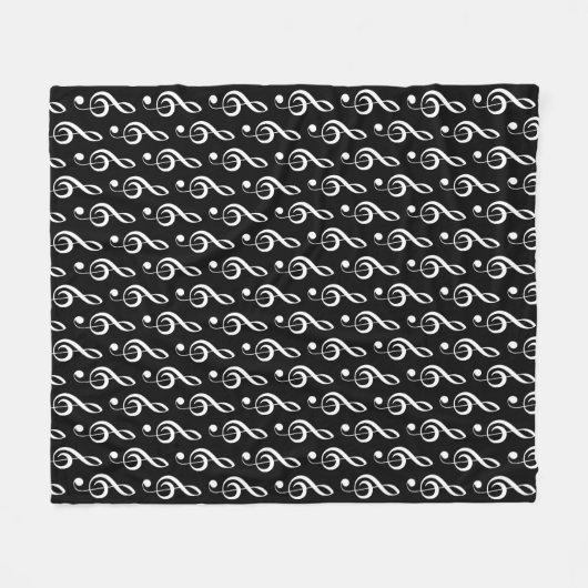 Couverture en polaire musicale à Clé Arbre (noir) (Devant (Horizontal))