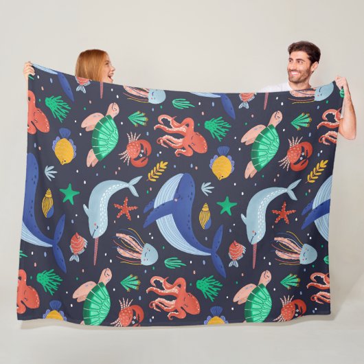 Couverture en polaire Ocean Sleep 60x80 (En situation)