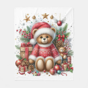 Couverture en polaire Ourson de Noël