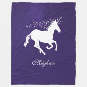 Couverture en polaire personnalisée Unicorne viole