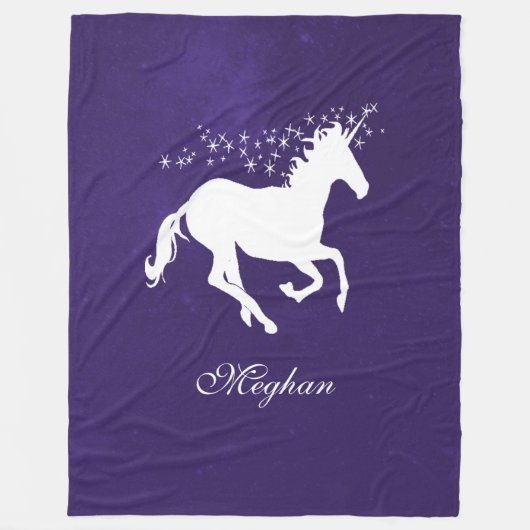 Couverture en polaire personnalisée Unicorne viole (Devant)