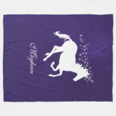 Couverture en polaire personnalisée Unicorne viole (Devant (Horizontal))