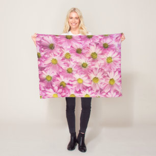 Couverture en polaire - Poissons de Gerbera rose