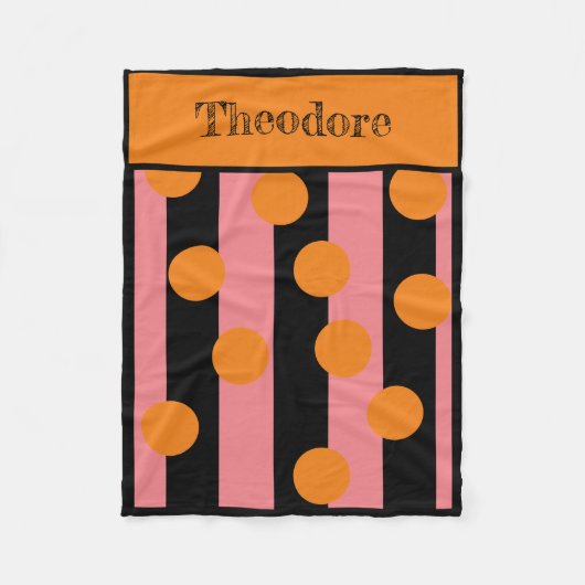 Couverture en polaire rayée rose et noire customis (Devant)