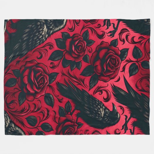 Couverture en polaire Rose corbeau 60x80 (Devant (Horizontal))