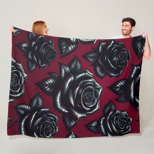 Couverture en polaire Rose noir 60x80 (En situation)