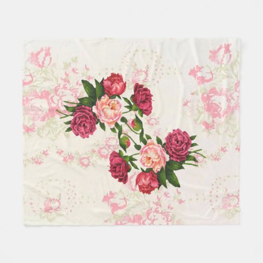 Couverture en polaire rose Roses (Devant (Horizontal))