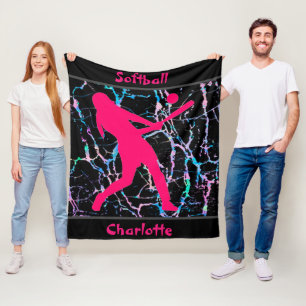Couverture en polaire Softball Rose / Noir / Argen