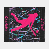 Couverture en polaire Softball Rose / Noir / Argen (Devant (Horizontal))
