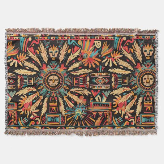 Couverture en polaire souple Turquoise "Aztec Drea (Devant)