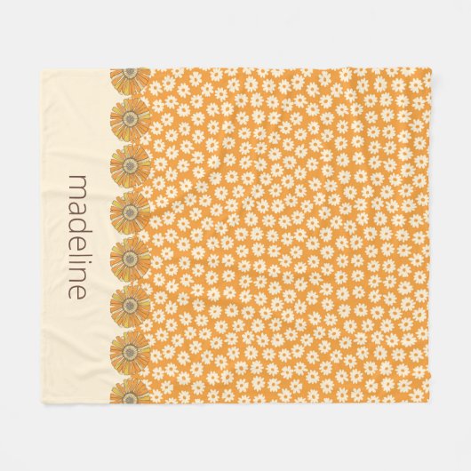 Couverture en polaire Super orange rétro (Devant (Horizontal))