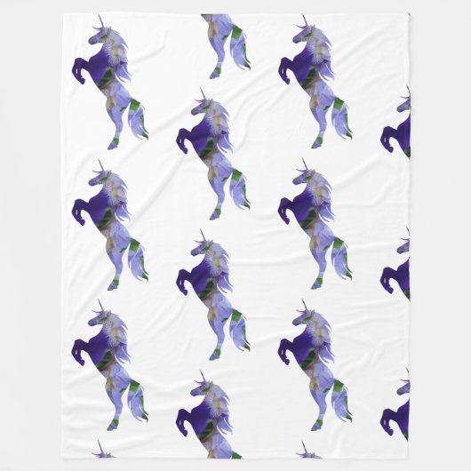 Couverture en polaire unicorne violet, grande (Devant)