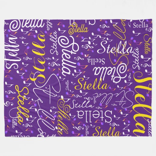 Couverture en polaire violette avec notes musicale (Devant (Horizontal))
