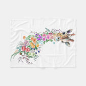 Couverture en toison fleurie pour bébé en girafe (Devant (Horizontal))