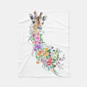 Couverture en toison fleurie pour bébé en girafe (Devant)