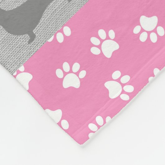 Couverture en toison rose et gris Dachshund (Coin)