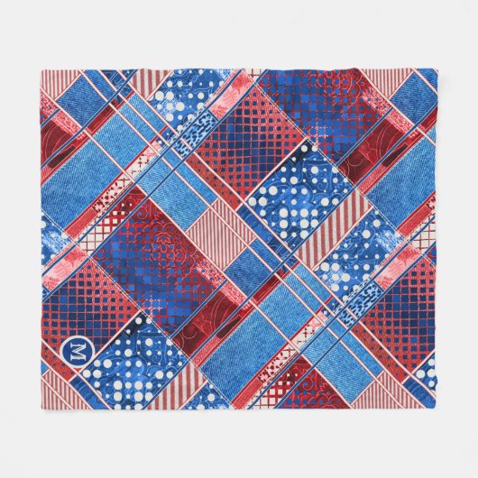 Couverture en toiture bleu Jeans Patchwork Motif e (Devant (Horizontal))
