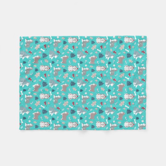 Couverture enrouée de chien de Noël bleu-clair (Devant (Horizontal))