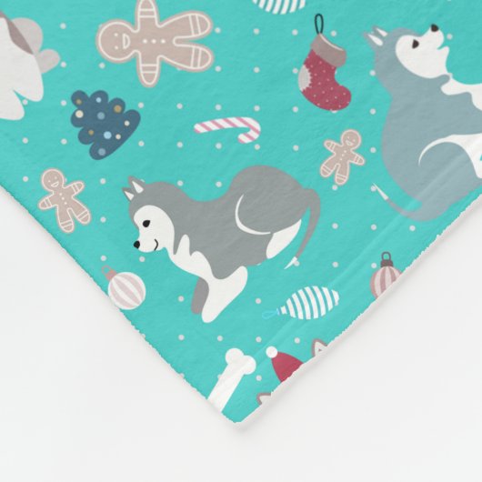 Couverture enrouée de chien de Noël bleu-clair (Coin)