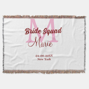 Couverture Équipe de mariée ajoutez nom monogramme demoiselle