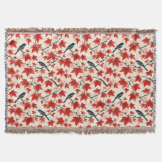 Couverture Érable et oiseaux d'automne, art japonais