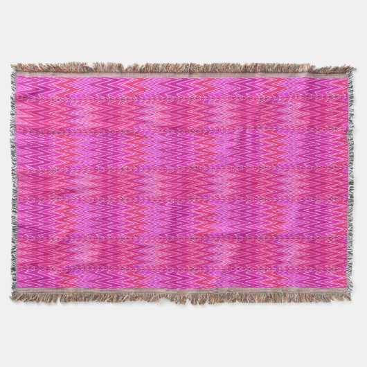 Couverture Ethnic Chevron Damask, Purple et Fuchsia Pink (Devant)