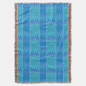 Couverture Ethnique Chevron Damask, Turquoise et Bleu (devant Vertical)