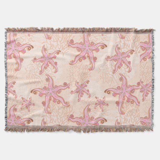 Couverture Étoiles de mer et motif pastel rose corail (Devant)