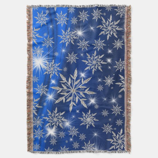 Couverture étoiles de Noël bleues avec cristal de glace blanc (devant Vertical)