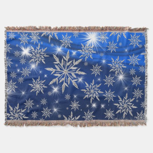 Couverture étoiles de Noël bleues avec cristal de glace blanc (Devant)
