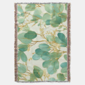 Couverture Eucalyptus Feuille Green et Gold Design (devant Vertical)