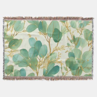 Couverture Eucalyptus Feuille Green et Gold Design