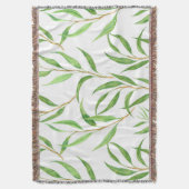 Couverture Eucalyptus motif aquarelle sur blanc (devant Vertical)