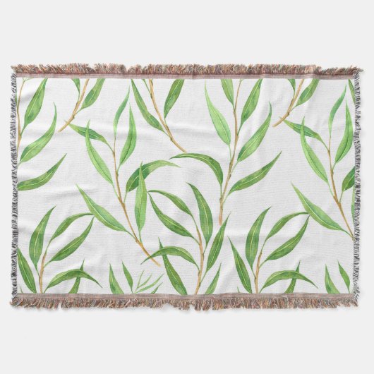 Couverture Eucalyptus motif aquarelle sur blanc (Devant)
