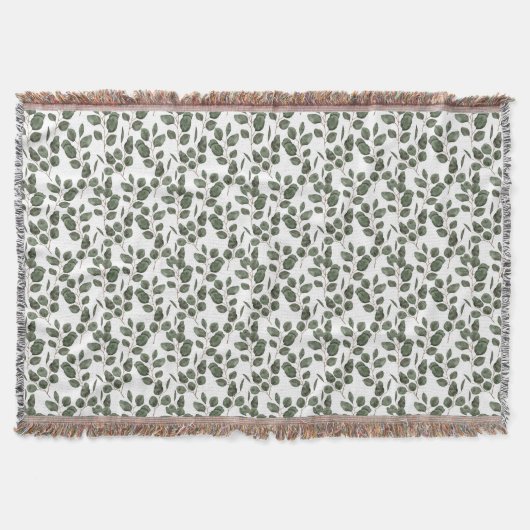 Couverture Eucalyptus Verdure Botanique Tendance Vert Blanc (Devant)